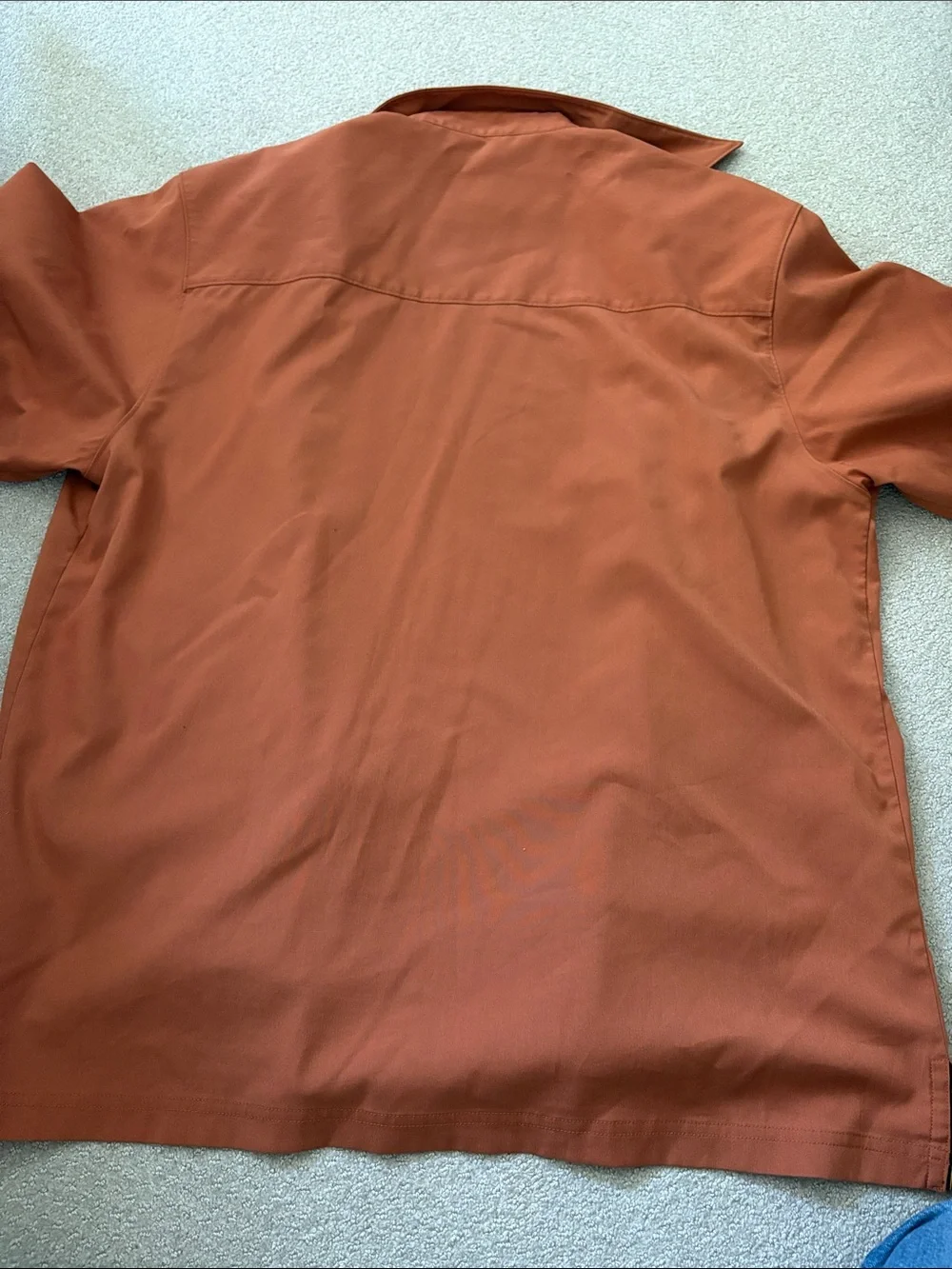 Jordan Two 3 Short Sleeve Rust Button-Up Shirt with Contrast Stripe
